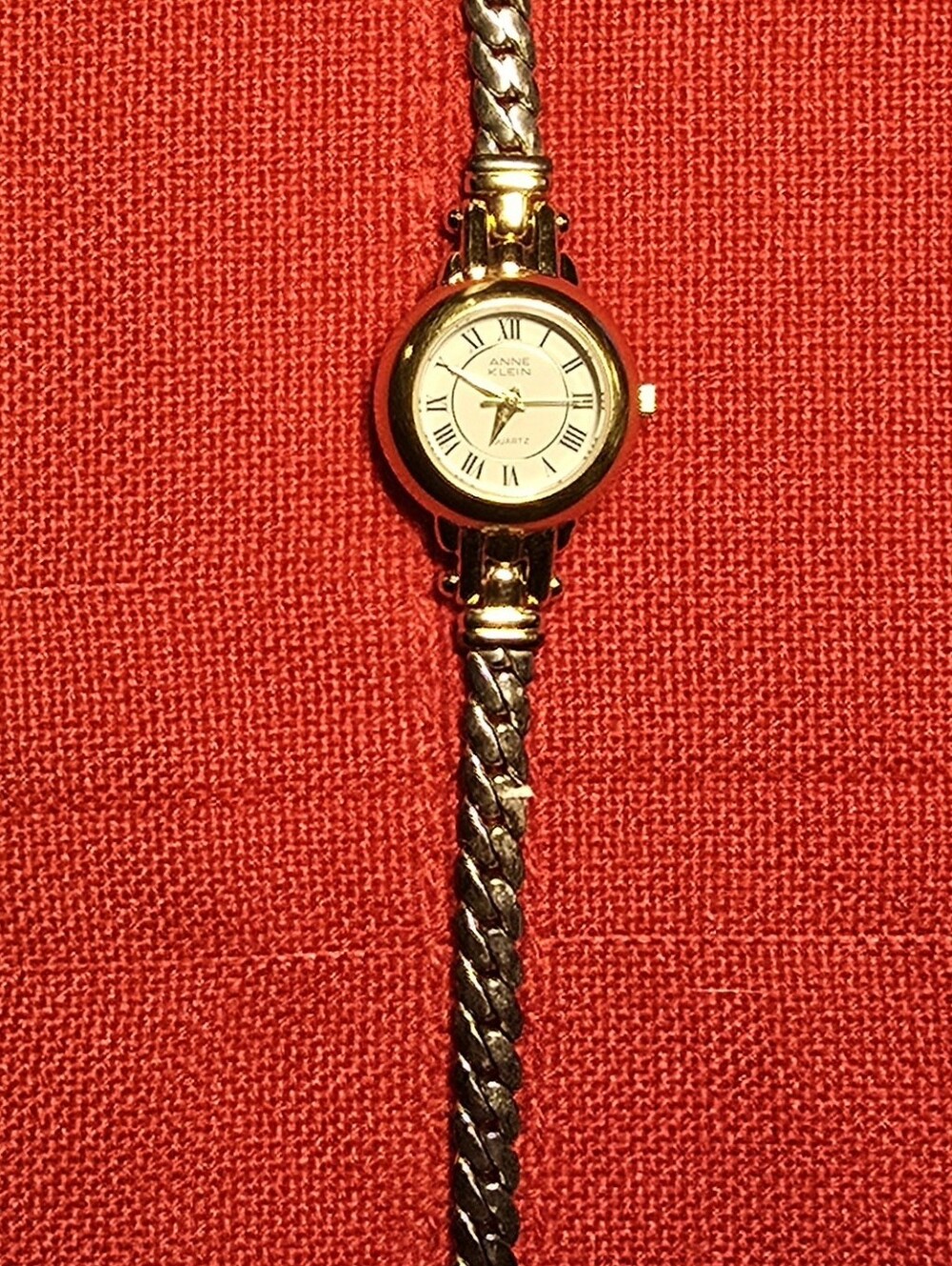 Vintage Anne Klein Two-Tone Braided Bracelet Watch.